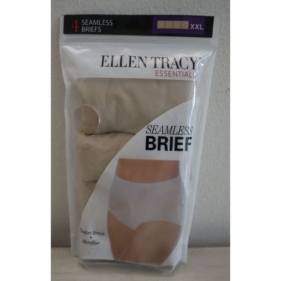 Ellen Tracy Essentials Women's Sz 9/2XL Neutral 4-Pack Seamless Brief Panties - Picture 1 of 3